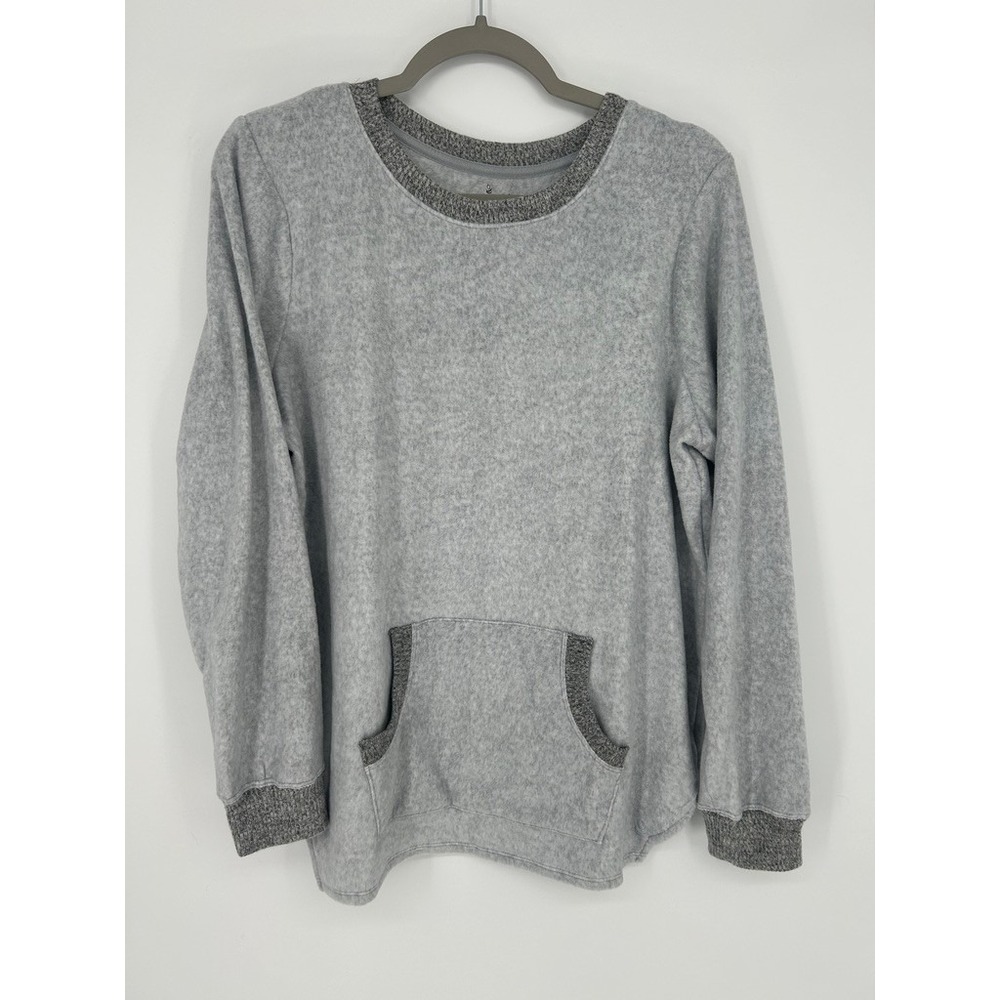 Cuddl Duds Gray Fleece Pullover Sweatshirt Womens M Cabin Core Quiet Luxury Cozy
